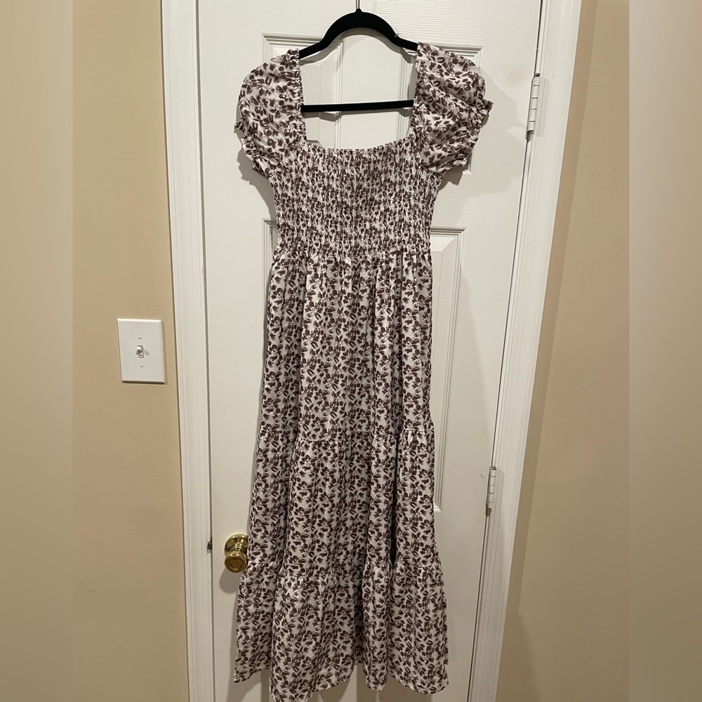 Pinkblush Floral Maxi Dress in Cream and Brown